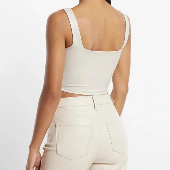 EXPRESS Faux Leather Cropped Tank Top - Picture 2 of 3